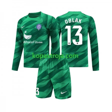 Billiga Fotbollströjor Atlético Madrid Jan Oblak 13 Målvakt Barn Borta tröja 2023/24 Långärmad